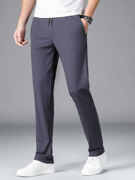 Fascus Solid Men Grey Track Pants