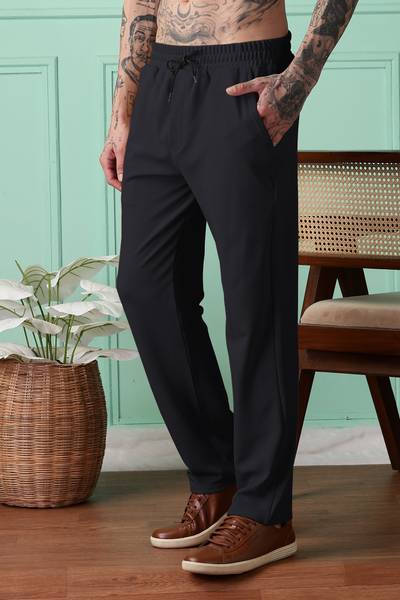 FOXTER Solid Men Black Track Pants