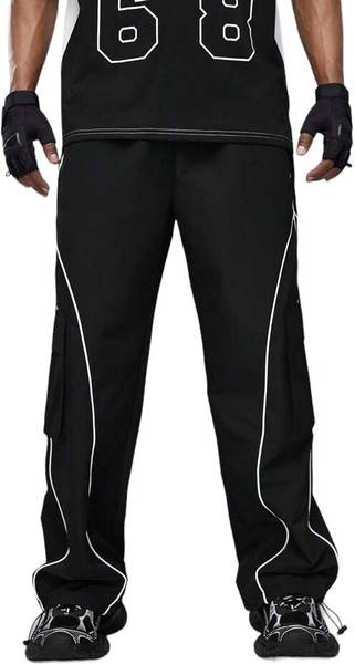 saahasam Solid Men Black Track Pants