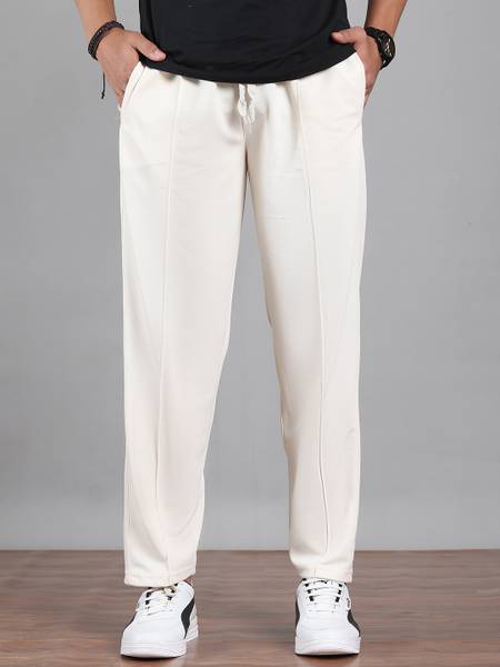 MACK JONNEY Solid Men White Track Pants