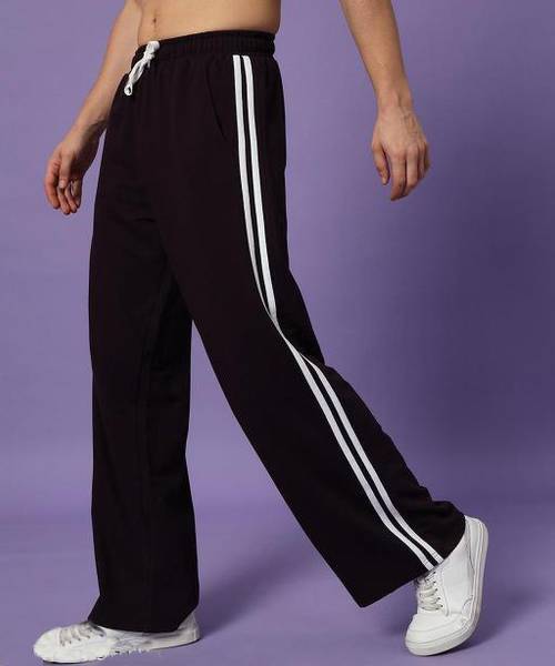 zazbi Striped Women Black Track Pants