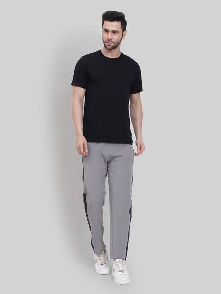 CANJUICE Solid Men Grey Track Pants
