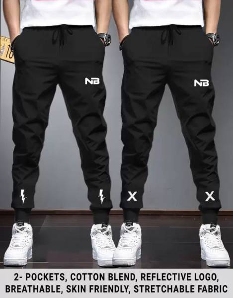 NB NICKY BOY Printed Men Black, Black Track Pants