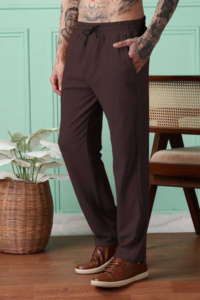 FOXTER Solid Men Brown Track Pants