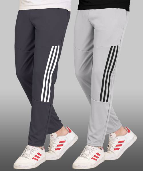 Cronix Striped Men Grey Track Pants