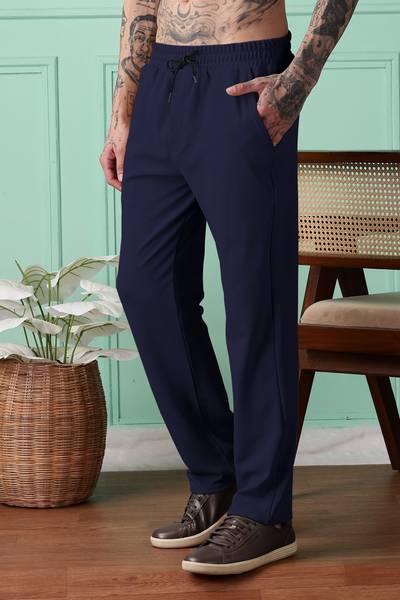 FOXTER Solid Men Blue Track Pants