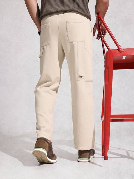 WROGN Solid Men Beige Track Pants