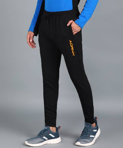 Adrenex Solid Men Black Track Pants