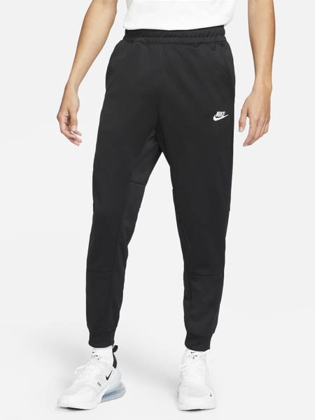 Nike solid men black hot sale track pants