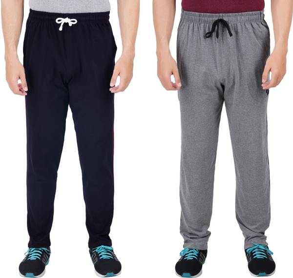 FEEL TRACK Solid Men Dark Blue, Grey Track Pants