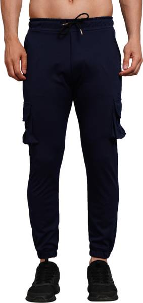 B-LOOFON Solid Men Dark Blue Track Pants