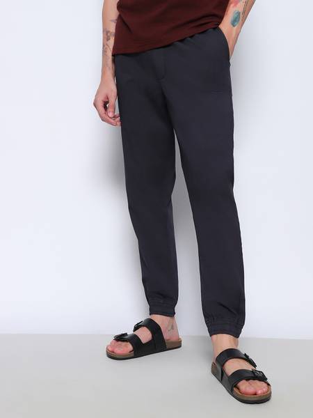 BEWAKOOF Solid Men Black Track Pants Price History