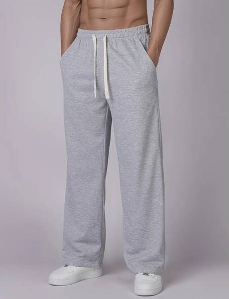 Povaxpo Solid Men Grey Track Pants