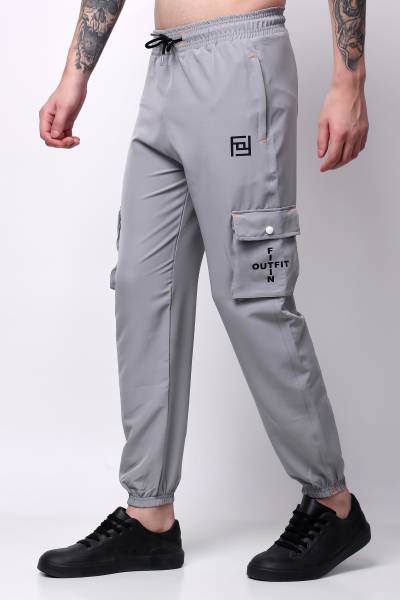 FitIn OutFit Solid Men Grey Track Pants