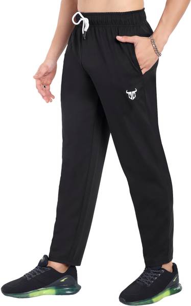 Go Devil Solid Men Black Track Pants