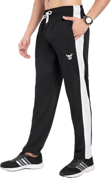 Go Devil Striped Men Black Track Pants