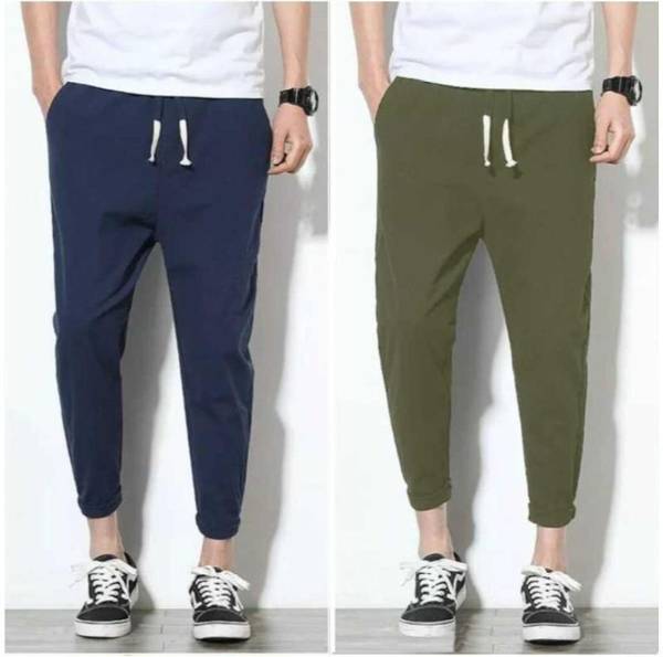ASK CREATION Solid Men Blue, Olive Track Pants