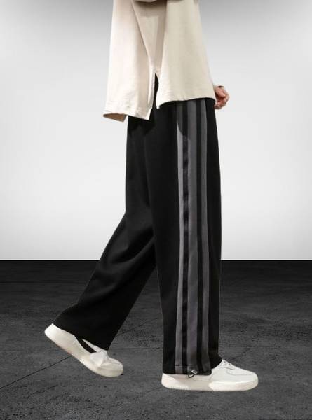 CULISH Striped Men Black Track Pants