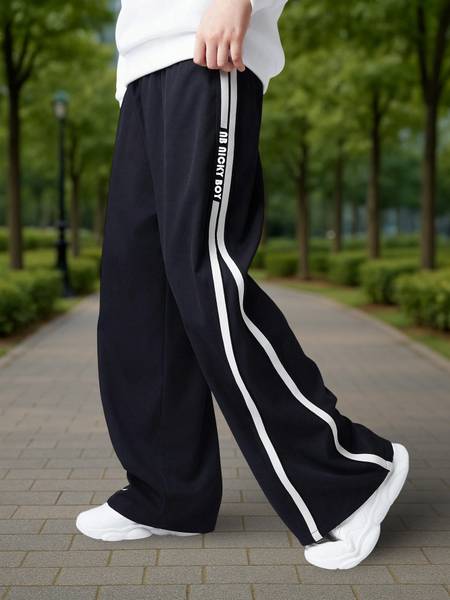 NB NICKY BOY Striped Men Black Track Pants