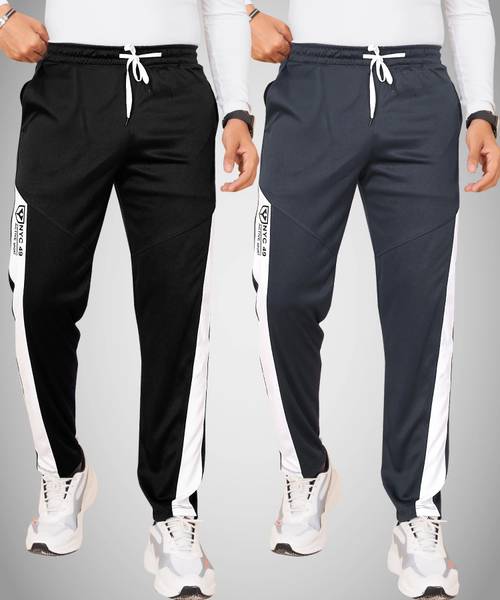 Yazole Colorblock Men Black, Grey Track Pants