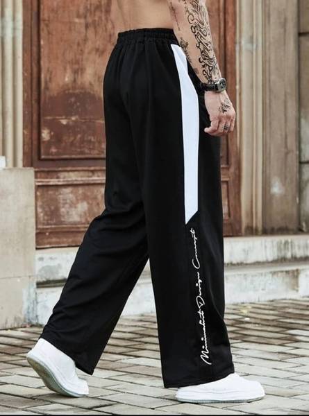 CULISH Striped Men Black Track Pants