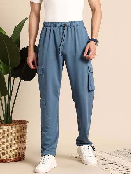 Mast & Harbour Solid Men Blue Track Pants