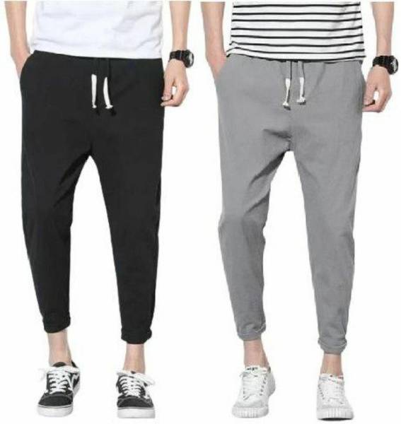 Elitify Solid Men Black, Grey Track Pants