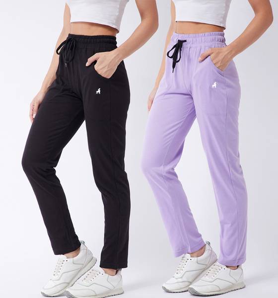 Modeve Solid Women Purple, Black Track Pants