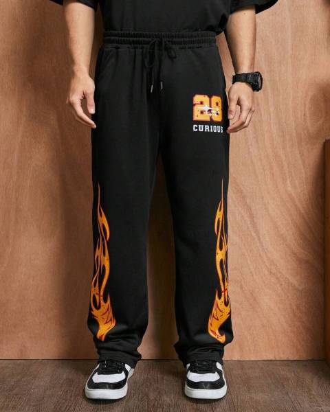 FLYNOFF Solid Men Black Track Pants