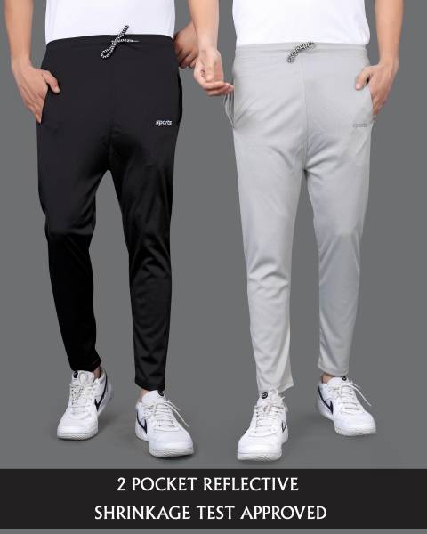 LAHEJA Self Design Men Black, Grey Track Pants