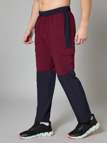 Turnfit Colorblock Men Maroon, Black Track Pants