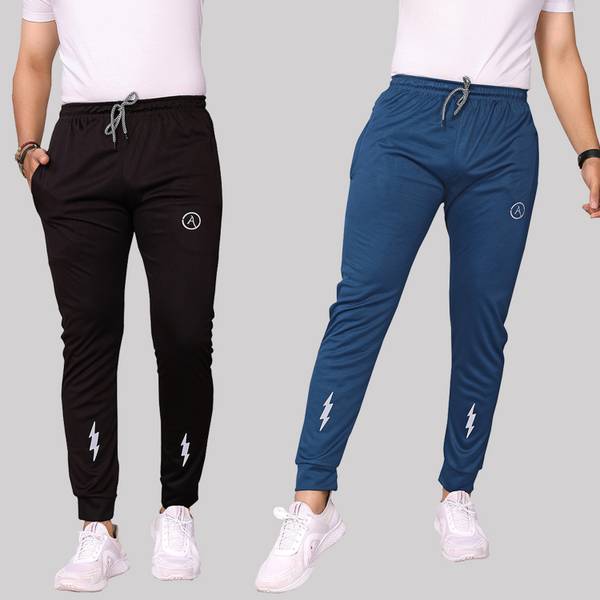 Anand Chevron/Zig Zag Men Black, Blue Track Pants