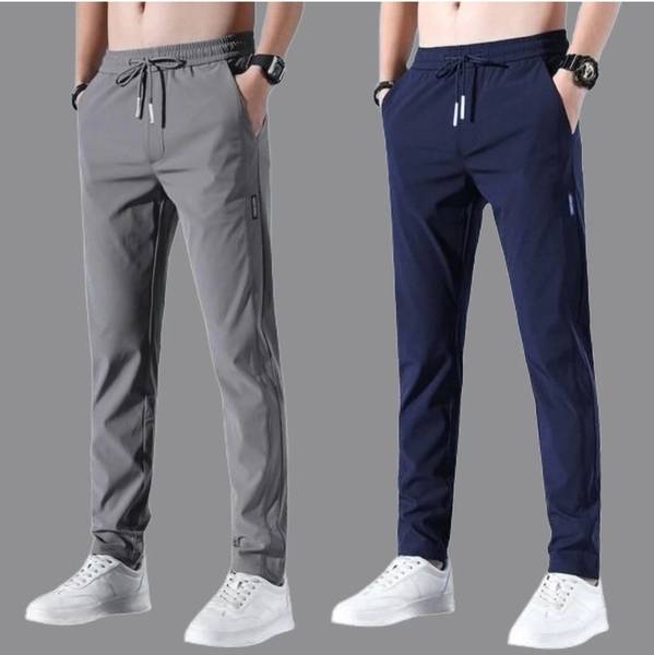 PA FASHION Solid Men Dark Blue, Grey Track Pants