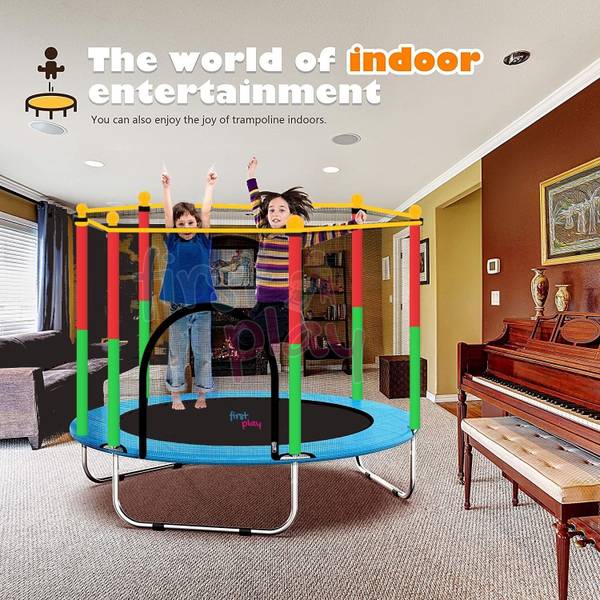 First Play 55" Indoor/Outdoor Trampoline, Safety Net & U-Shape Legs for Kids support 120kg Trampoline