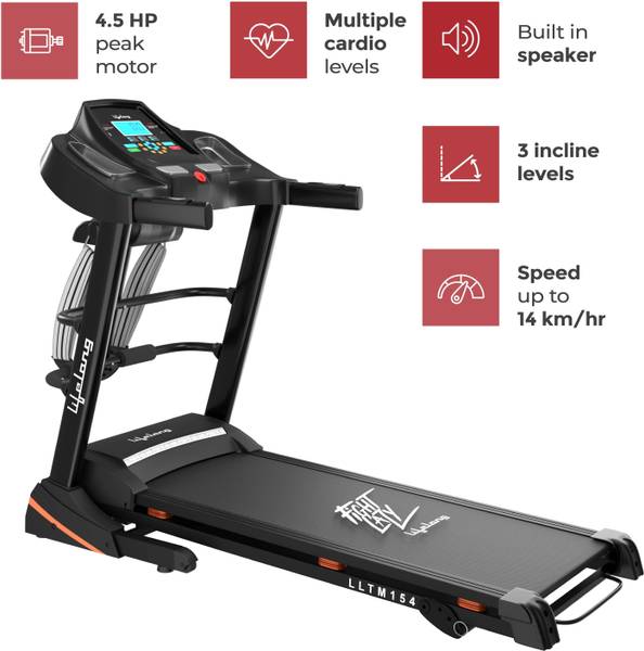 Lifelong with Massager -4.5 HP Peak Motorized - 3 Manual Incline Treadmill (Max Weight:120 kg)