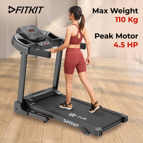 FITKIT by Cult PowerRun-96 BLDC Motor (4.5HP Peak)| Max Weight: 110kg | Home Use Treadmill (Max Weight:110 kg)