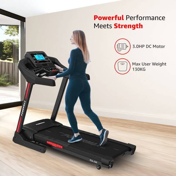 Powermax Fitness TDA-330 (3HP Peak) Easy Lubrication, BMI, Walk, Run, Home & Office ProWorkout Treadmill