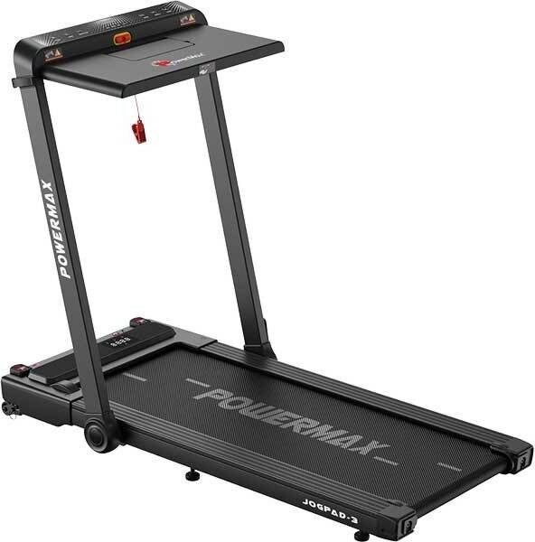 Powermax Fitness JogPad-3 (3HP Peak) 2 in 1 Under Desk Cardio Machine, LED, Remote Control, Home Treadmill