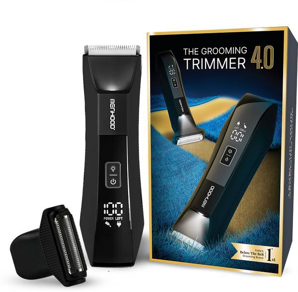 MENHOOD Grooming Trimmer 4.0 Groin & Body Hair Trimmer Dual Head with Foil Blade for Men Fully Waterproof Trimmer 150 min Runtime 3 Length Settings