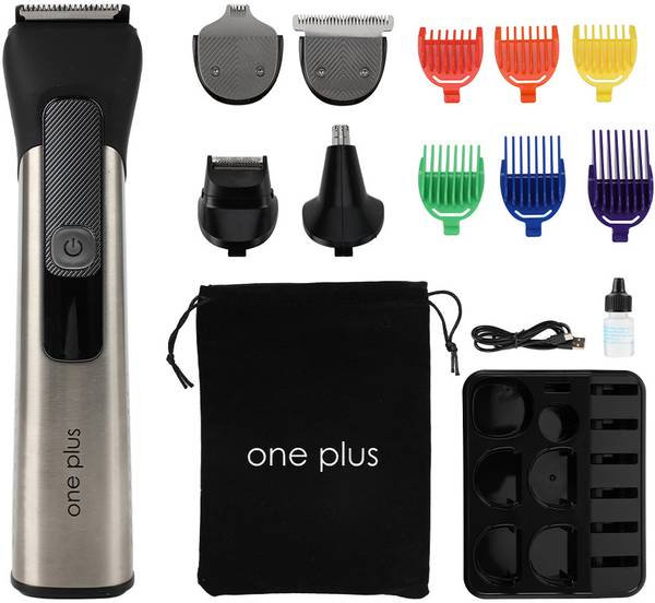 One Plus OP 27/1045 Pro Cordless Professional 5 in 1 Grooming Kit Titanium coated blade Trimmer 120 min Runtime 7 Length Settings