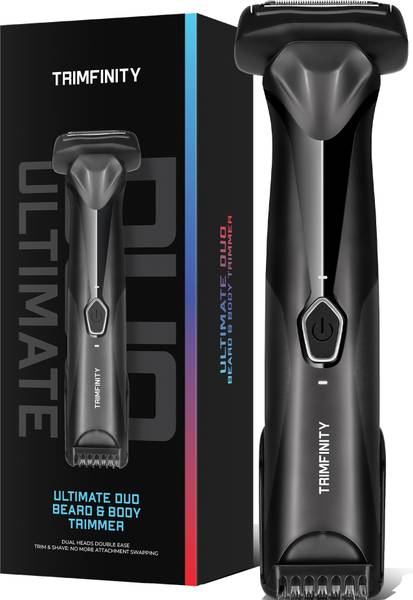 Trimfinity Ultimate Duo Beard & Body Trimmer | Dual Head | USB-C Fast Charge | Waterproof Fully Waterproof Body Groomer 90 min Runtime 5 Length Settin...