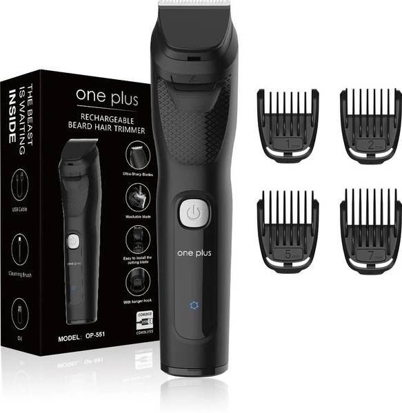 One Plus OP 551 Cordless Professional Hair Trimmer For Men waterproof Trimmer 120 min Runtime 4 Length Settings