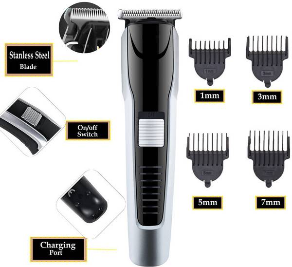 ZYRIAN Professional Rechargeble Hair Clipper Stainless Steel Cutter Powerful Motor Men Fully Waterproof Trimmer 45 min Runtime 4 Length Settings