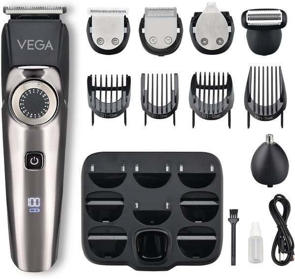 VEGA 9 in 1 Pro Multi Grooming Trimmer for Men, (VHTH-32) Trimmer 150 min  Runtime 40 Length Settings