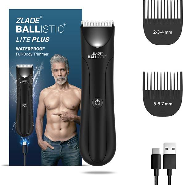 Zlade BALLISTIC LITE PLUS FULL-BODY TRIMMER FOR MEN Fully Waterproof Trimmer 60 min Runtime 7 Length Settings