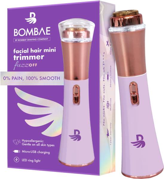 Bombae Women Painless Trimmer for Facial Hair and Eyebrow and Sideburns Trimmer 30 min Runtime 1 Length Settings