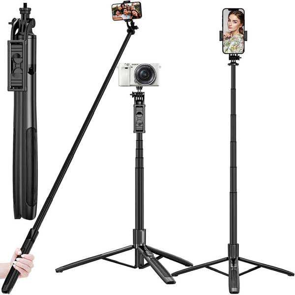 ATSolutions Q05 Long Selfie Stick with Reinforced Tripod Stand Aluminum 61 inch/156 cm Tripod