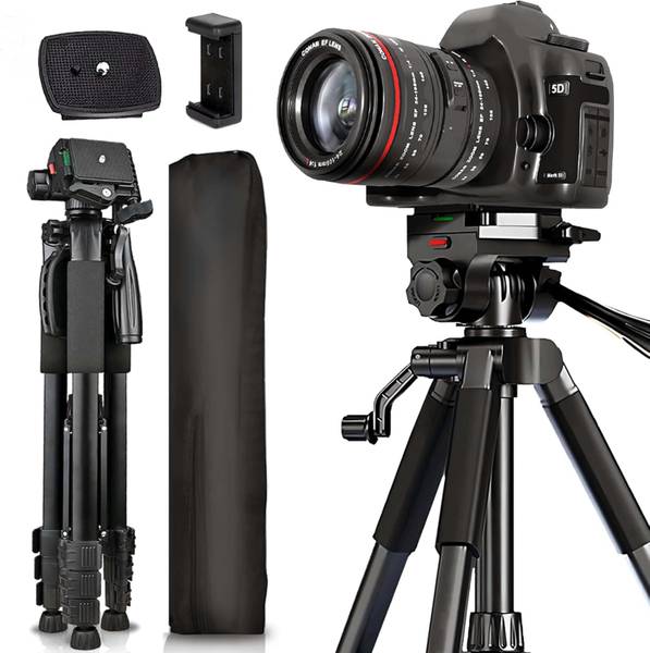 Adofys 76 Professional Aluminium Camera Tripod with Travel Bag and Phone Holder Tripod