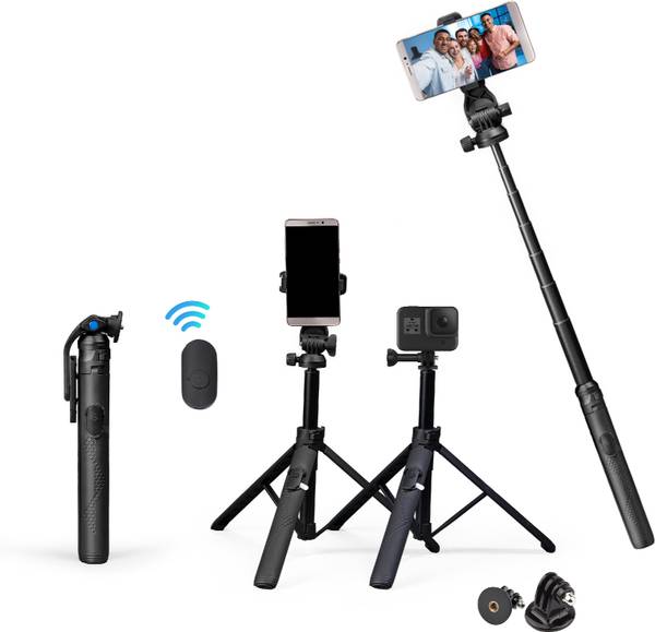 DIGITEK DTR-525 SS Portable Tripod Selfie Stick 160 cm with Remote & 3 Legs Tripos Base Tripod