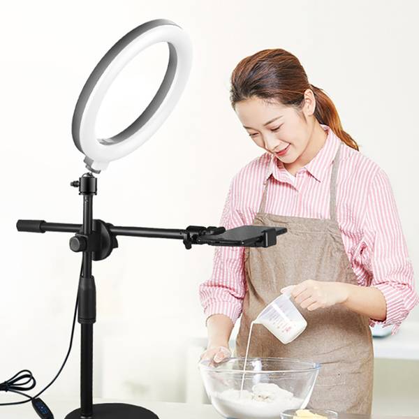 Techzere Overhead Shooting Tripod with 16 Cm USB LED Ring Light & Mobile Holder Tripod